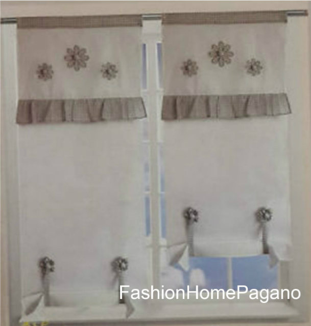 HOME COLLECTIONS - COPPIA TENDINE MARGHERITA 60X150CM AZZURRO IN POLIESTERE